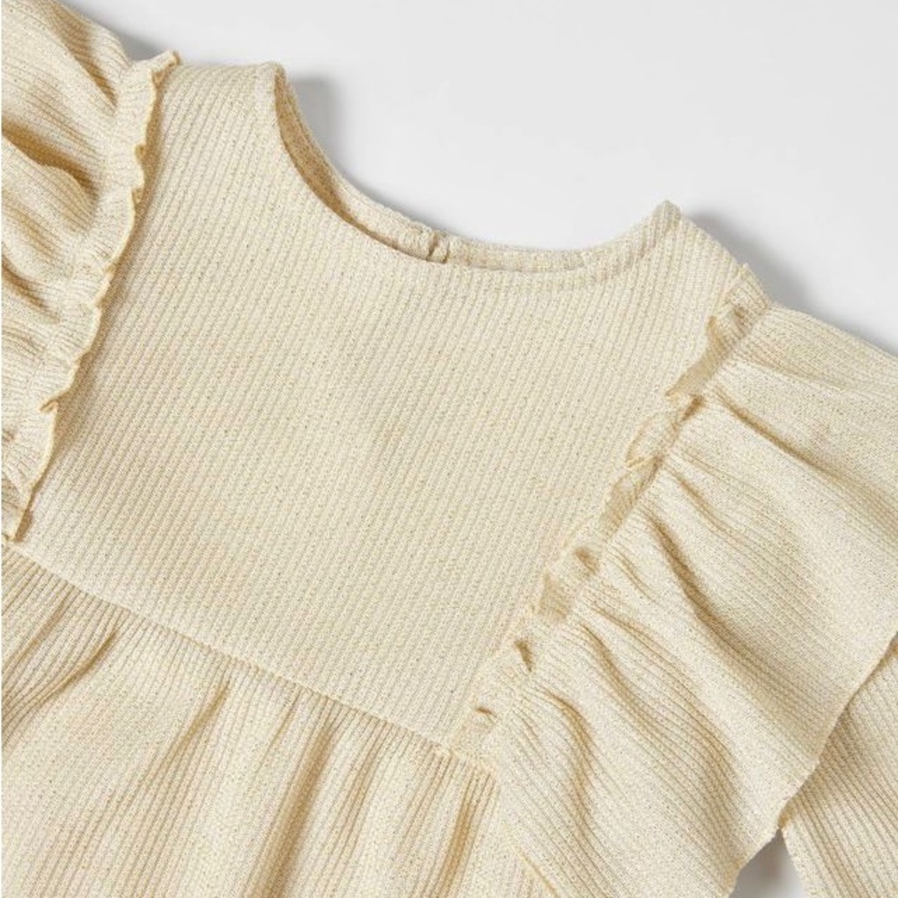 NWT Zara toddler kids / girls sparkly gold ruffle blouse peplum style - Picture 5 of 5